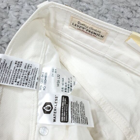 Levi's Premium 501 Original Straight Jeans Size 26 x 32 White High Rise Raw Hem - Picture 6 of 10